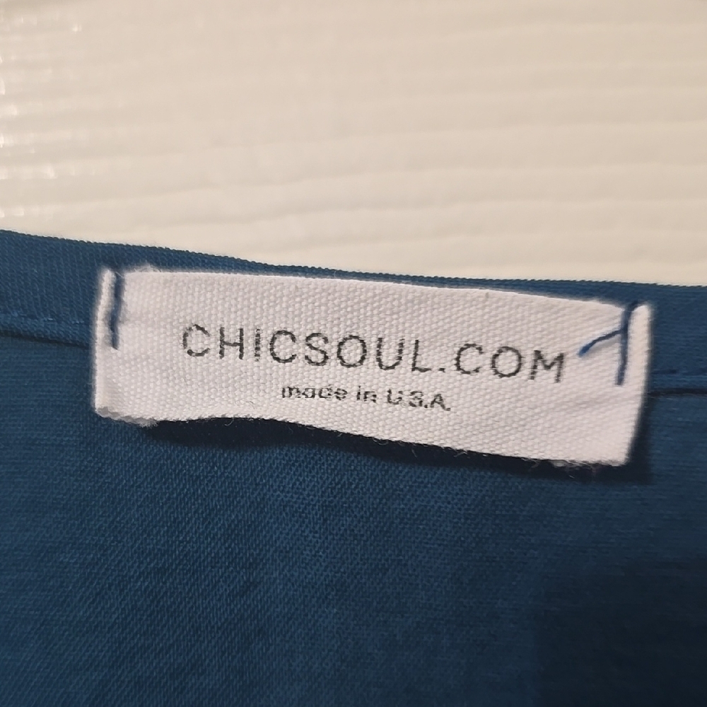 Blue V-Neck Blouse - Picture 2 of 3